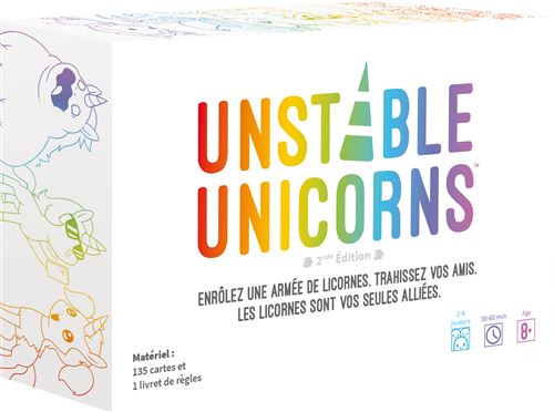 Acheter Jeu d’ambiance Asmodee Unstable Unicorns État correct - 14,99 € Jeu d’ambiance Asmodee Unstable Unicorns État correct - Asmodee reconditionné disponible sur Fnac