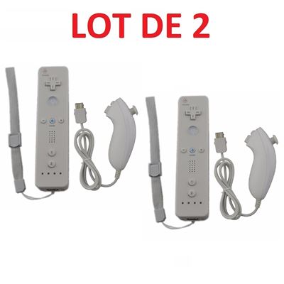 2 X Télécommande Wiimote + Nunchuck pour Nintendo Wii et Wii U - Blanc - Straße Game ® État correct - Straße Game reconditionné disponible sur Fnac