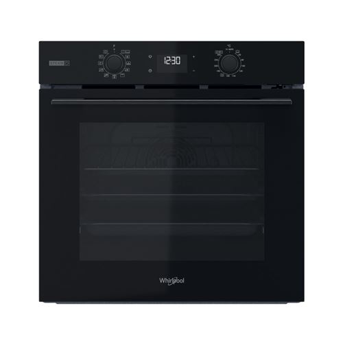 Four multifonction, pyrolyse, black, 71 L, chaleur pulsee, porte froide, rail telescopique, fermeture douce, vapeur Steam+, ligne Origin+ État correct - Whirlpool reconditionné disponible sur Fnac