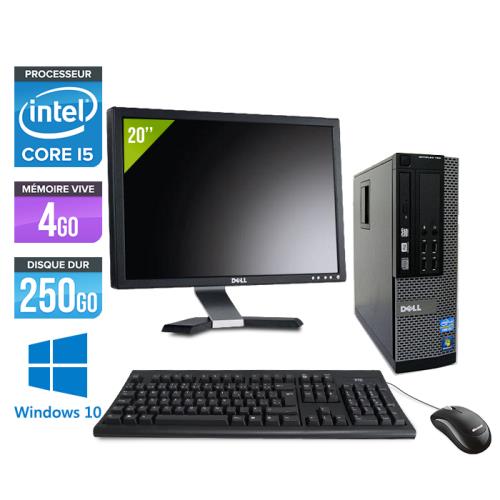Pc Dell Optiplex 7010 SFF + Ecran 20'' - Noir - Intel Core i5-3470 / 3.20 GHz - RAM 4 Go - HDD 250 Go - DVDRW - Gigabit Ethernet - Windows 10 Professionnel État correct - Dell reconditionné disponible sur Fnac