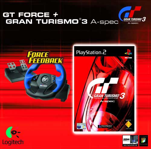 Logitech GT Force Wheel PS2 + Gran Turismo 3 A-spec - État correct Logitech sur Fnac