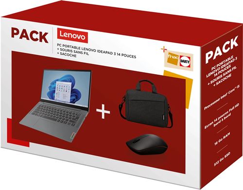 Acheter Pack PC Portable Lenovo IdeaPad Slim 3 14IAH8 14"" Intel Core i5 16 Go RAM 512 Go SSD Gris Arctique + Souris Sans fil + Sacoche État correct - 491,99 € Pack PC Portable Lenovo IdeaPad Slim 3 14IAH8 14"" Intel Core i5 16 Go RAM 512 Go SSD Gris Arctique + Souris Sans fil + Sacoche État correct - Lenovo reconditionné disponible sur Fnac