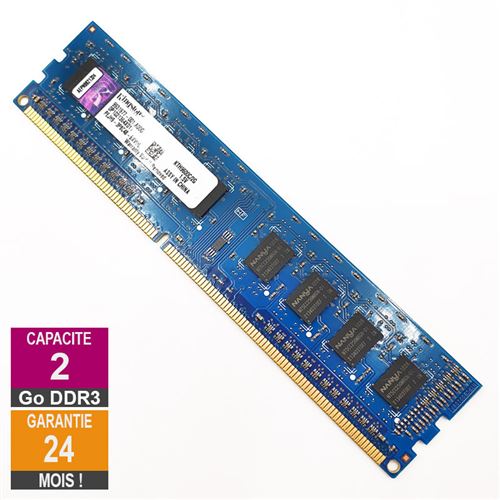 Barrette Mémoire 2Go RAM DDR3 Kingston KTH9600C/2G DIMM PC3-12800U 1Rx8 État correct - Kingston reconditionné disponible sur Fnac