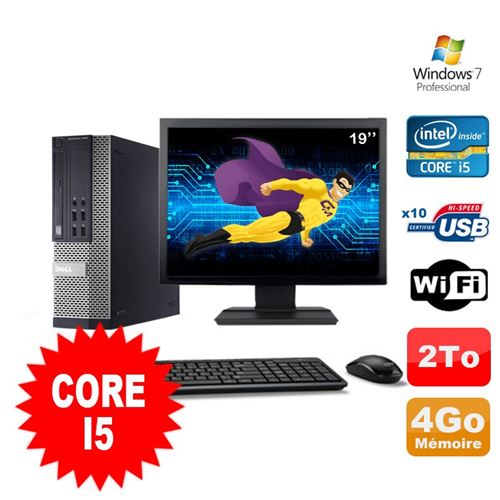 Pc dell optiplex 990 sff i5-2400 3.1ghz 4go 2000go dvd wifi w7 ecran 19' État correct - Dell reconditionné disponible sur Fnac