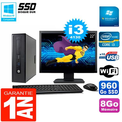 Pc hp elitedesk 800 g1 sff ecran 22' core i3-4130 8go disque 960 go ssd wifi w7 État correct - Hewlett-Packard reconditionné disponible sur Fnac