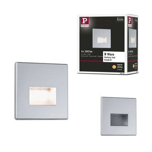 Encastré mural LED Grade B Edge Quadro  carré 80x5mm  1,2W 50lm 230V  2700K Chrome mat Reconditionné État correct - N/A reconditionné disponible sur Fnac