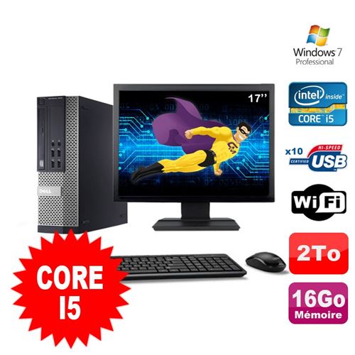 Pc dell optiplex 990 sff i5-2400 3.1ghz 16go 2000go dvd wifi w7 ecran 17' État correct - Dell reconditionné disponible sur Fnac