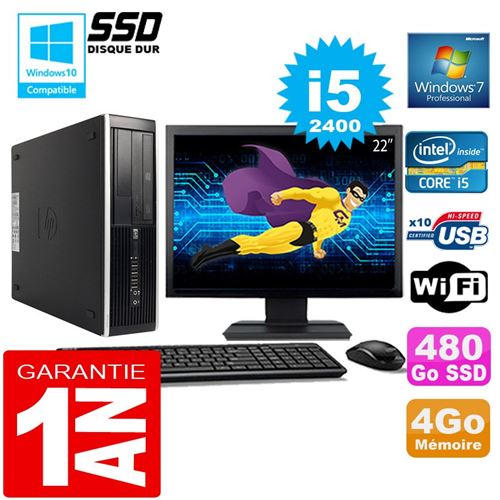 Pc hp compaq 8300 sff core i5-2400 ram 4go disque 480 go ssd wifi w7 ecran 22' État correct - Hewlett-Packard reconditionné disponible sur Fnac