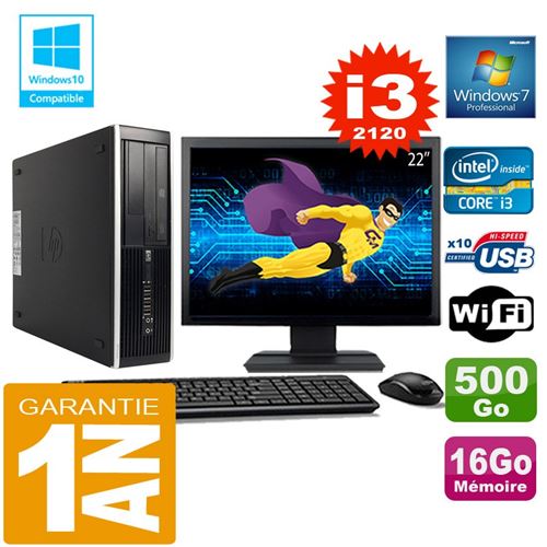 Pc hp compaq 8300 sff core i3-2120 ram 16go disque 500 go wifi w7 ecran 22' État correct -  reconditionné disponible sur Fnac