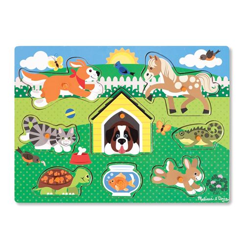 Puzzle en bois à boutons 8 pièces Animaux domestiques Melissa & Doug État correct - Melissa & Doug reconditionné disponible sur Fnac