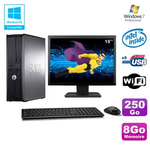 Pc dell optiplex 780 dt intel e7500 2.93ghz 8go 250go wifi win 7 ecran 19' État correct - Dell reconditionné disponible sur Fnac