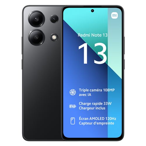 Smartphone Xiaomi Redmi Note 13 6.67"" Double SIM 256 Go Noir État correct - Xiaomi reconditionné disponible sur Fnac