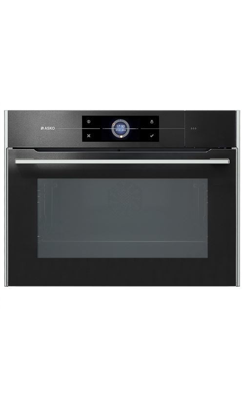 Four vapeur combiné 45 cm-Verre noir Soft Black-50 L-A+-Ecran tactile-20 fonctions-Système cyclonique pour une cuisson à la vapeur fine-Cuisson par étape-Sonde culinaire-Rails télescopiques 1 niveau État correct - Asko reconditionné disponible sur Fnac