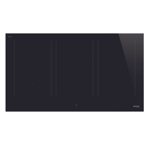 Table induction 90 cm, 6 foyers dont 3 foyers multizones, commandes tactiles retroeclairees blanches et sliders, 9 niveaux de puissance, 6 boosters, 6 minuteries fin de cuisson, connexion avec la hotte via AutoVent 2.0 État correct - Smeg reconditionné disponible sur Fnac