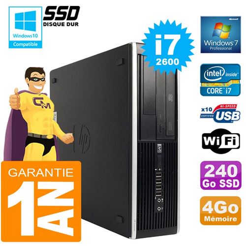 Pc hp compaq 8300 sff core i7-2600 ram 4go disque 240 go ssd graveur dvd wifi w7 État correct - Hewlett-Packard reconditionné disponible sur Fnac