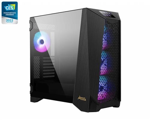 Boîtier PC gaming MSI MEG PROSPECT 700R moyen tour noir ARGB avec panneau latéral verre trempé État correct - MSI reconditionné disponible sur Fnac