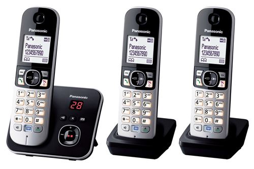 Téléphone Fixe sans fil Panasonic KX-TG6823 Dect Trio Noir État correct - Panasonic reconditionné disponible sur Fnac
