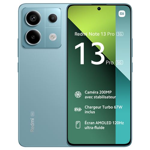 Smartphone Xiaomi Redmi Note 13 Pro 5G 6.67"" Double SIM 256 Go Bleu État correct - Xiaomi reconditionné disponible sur Fnac