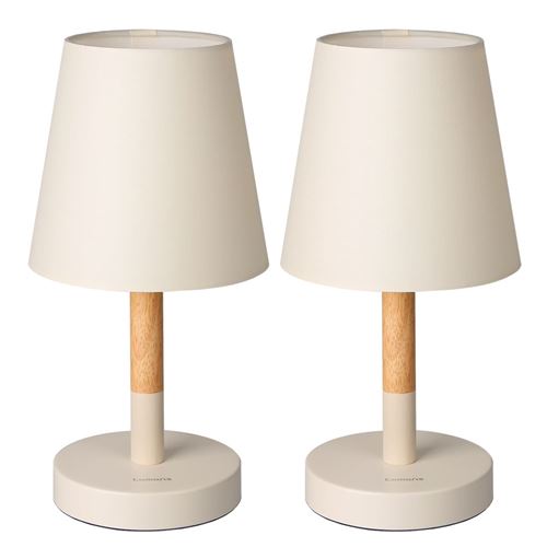 tomons Lampe de Chevet en Bois Une Paire, Lampe de Table Abat-Jour en Tissu, Lampe LED pour Chambre, Salon, Dortoir, Studio, Café - Beige État correct - N/A reconditionné disponible sur Fnac