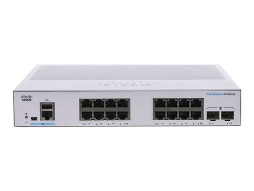 Cisco Business 350 Series CBS350-16T-E-2G - Commutateur - C3 - Géré - 16 x 10/100/1000 + 2 x Gigabit SFP - Montable sur rack État correct - N/A reconditionné disponible sur Fnac