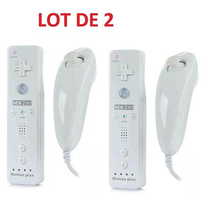 Télécommande Wiimote plus (Motion plus inclus) et Nunchuck pour Nintendo Wii et Wii U - Blanc - Straße Game ® État correct - Straße Game reconditionné disponible sur Fnac