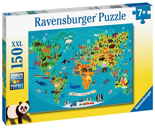 Puzzle 150 pièces XXL Ravensburger La carte du monde des animaux État correct - Ravensburger reconditionné disponible sur Fnac