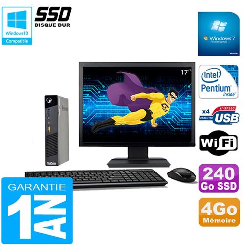 Ultra mini pc lenovo m73 usff tiny g3250t 4go disque 240go ssd wifi w7 ecran 17' État correct - Lenovo reconditionné disponible sur Fnac