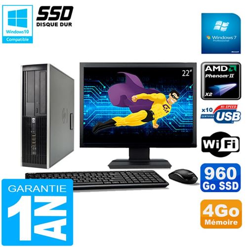 Pc hp compaq 6005 pro sff ecran 22' amd phenom ii ram 4go 960 go ssd wifi w7 État correct -  reconditionné disponible sur Fnac