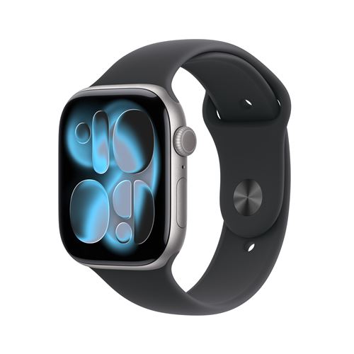 Apple Watch Series 11 GPS + Cellular 46mm Boitier en Aluminium Gris Sidéral avec Bracelet Sport Noir M/L État correct - Apple reconditionné disponible sur Fnac