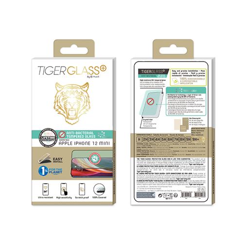 Protection d'écran en verre trempé antibactérien TigerGlass Plus pour iPhone 12 mini Transparent État correct - N/A reconditionné disponible sur Fnac