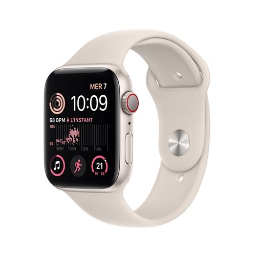 Acheter Apple Watch SE GPS + Cellular 2ème génération, boîtier Aluminium Lumière Stellaire 44mm avec Bracelet Sport Lumière Stellaire État correct - 209,90 € Apple Watch SE GPS + Cellular 2ème génération, boîtier Aluminium Lumière Stellaire 44mm avec Bracelet Sport Lumière Stellaire État correct - Apple reconditionné disponible sur Fnac