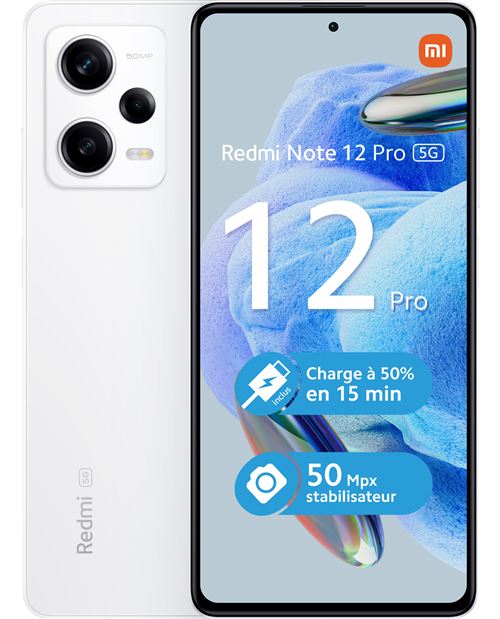 Smartphone Xiaomi Redmi Note 12 Pro 6,67"" 5G Double nano SIM 128 Go Blanc État correct - Xiaomi reconditionné disponible sur Fnac