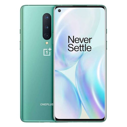 OnePlus 8 - 5G smartphone - double SIM - RAM 8 Go / Mémoire interne 128 Go - écran OEL - 6.55"" - 2400 x 1080 pixels - 3 x caméras arrière 48 MP, 2 MP, 16 MP - front camera 16 MP - vert glacial État correct - OnePlus reconditionné disponible sur Fnac