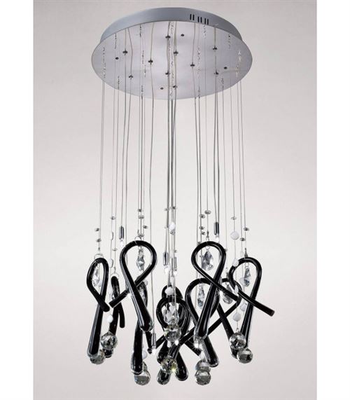 Suspension Class rond 10 Ampoules chrome poli/verre noir/cristal État correct - N/A reconditionné disponible sur Fnac