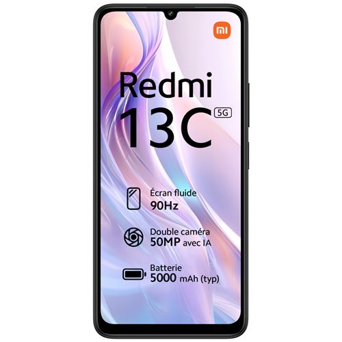 Smartphone Xiaomi Redmi 13C 6,74"" 5G Double SIM 128 Go Noir État correct - Xiaomi reconditionné disponible sur Fnac