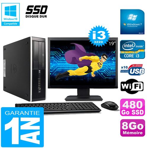 Pc hp compaq pro 6300 sff i3-3220 8go 480go ssd graveur dvd wifi w7 ecran 19' État correct - Hewlett-Packard reconditionné disponible sur Fnac