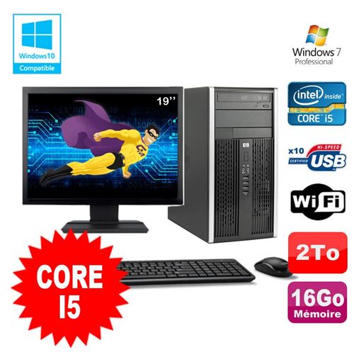 Pc tour hp pro 6200 core i5 3.1ghz 16go 2000go graveur wifi w7 ecran 19' État correct - Hewlett-Packard reconditionné disponible sur Fnac