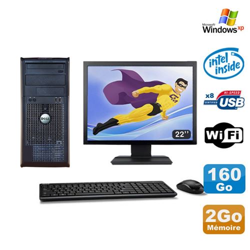 Pc tour dell optiplex 360 mt e7400 2.8ghz 2go 160go dvd wifi xp ecran 22' État correct - Dell reconditionné disponible sur Fnac