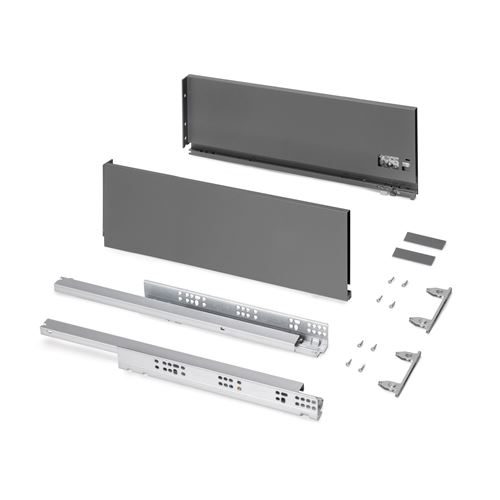 Emuca Tiroir extérieur Protone 30kg , coulisses à sortie totale et fermeture amortie, hauteur 178mm, profondeur 500mm, Acier, Gris anthracite État correct - N/A reconditionné disponible sur Fnac