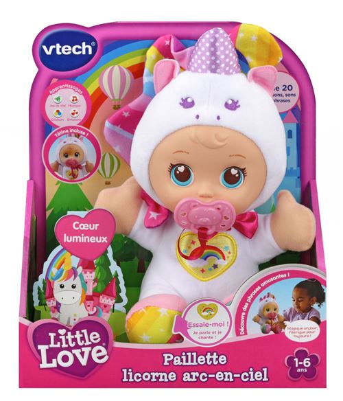 Acheter Poupon Vtech Little Love Paillette licorne arc-en-ciel État correct - 46,90 € Poupon Vtech Little Love Paillette licorne arc-en-ciel État correct - VTech reconditionné disponible sur Fnac