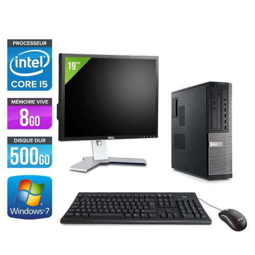 Pc Dell Optiplex 790 Desktop + Ecran 19'' - Noir - Intel Core i5-2400 / 3,10 GHz - RAM 8Go - HDD 500 Go - DVD - Gigabit Ethernet - Windows 7 Professionnel État correct - Dell reconditionné disponible sur Fnac