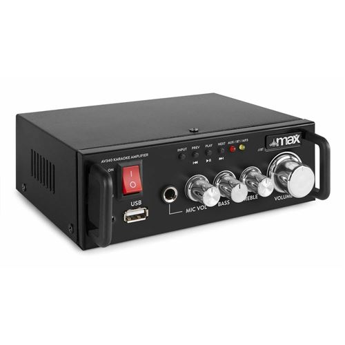 Amplificateur Numérique Karaoké Max Av340 Bluetooth 2 X 50W Lecteur Mp3 Intégré Entrée Microphone Noir État correct - N/A reconditionné disponible sur Fnac
