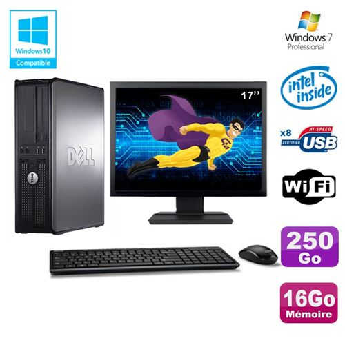 Pc dell optiplex 780 dt intel e5200 2,5ghz 16go 250go wifi win 7 ecran 17' État correct - Dell reconditionné disponible sur Fnac