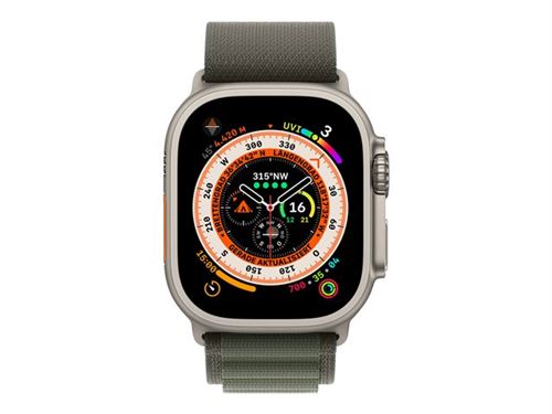 Apple Watch Ultra - 49 mm - titane - montre intelligente avec Boucle Alpine - textile - vert - taille du bracelet : S - 32 Go - Wi-Fi, LTE, UWB, Bluetooth - 4G - 61.3 g État correct - N/A reconditionné disponible sur Fnac