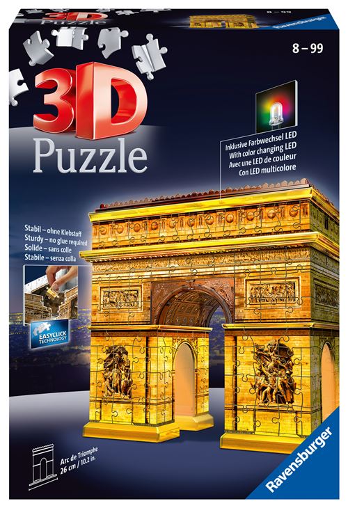 Puzzle 3D Ravensburger Arc de Triomphe Illuminé 216 pièces État correct - Ravensburger reconditionné disponible sur Fnac