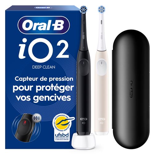 Brosse à dents électrique Oral B iO2 Series Duo Noir et Rose État correct - Oral-B reconditionné disponible sur Fnac