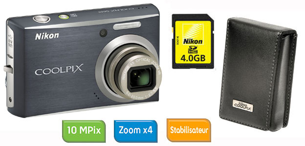Nikon CoolPix S610 Gris Anthracite + Etui Noir + Carte SDHC 4 Go État correct - Nikon reconditionné disponible sur Fnac