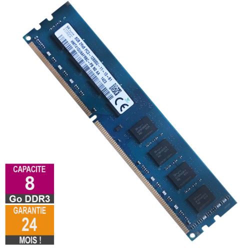 Barrette Mémoire 8Go RAM DDR3 Hynix HMT41GU6AFR8C-PB DIMM PC3-12800U État correct - SK Hynix reconditionné disponible sur Fnac