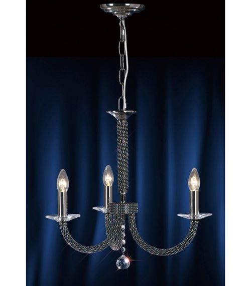 Suspension Elena 3 Ampoules chrome noir/cristal État correct - N/A reconditionné disponible sur Fnac