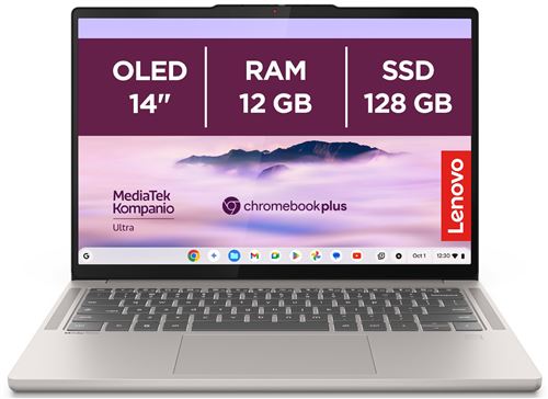 PC portable Lenovo Chrome 14M9610 14"" MediaTek Kompanio Ultra 910 12 Go RAM 128 Go SSD Coquillage État correct - Lenovo reconditionné disponible sur Fnac